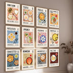 Global Cuisine Canvas Painting – Delicious Food Wall Art Poster – Ravioli, Ramen, Coffee & Pizza Prints for Modern Kitch