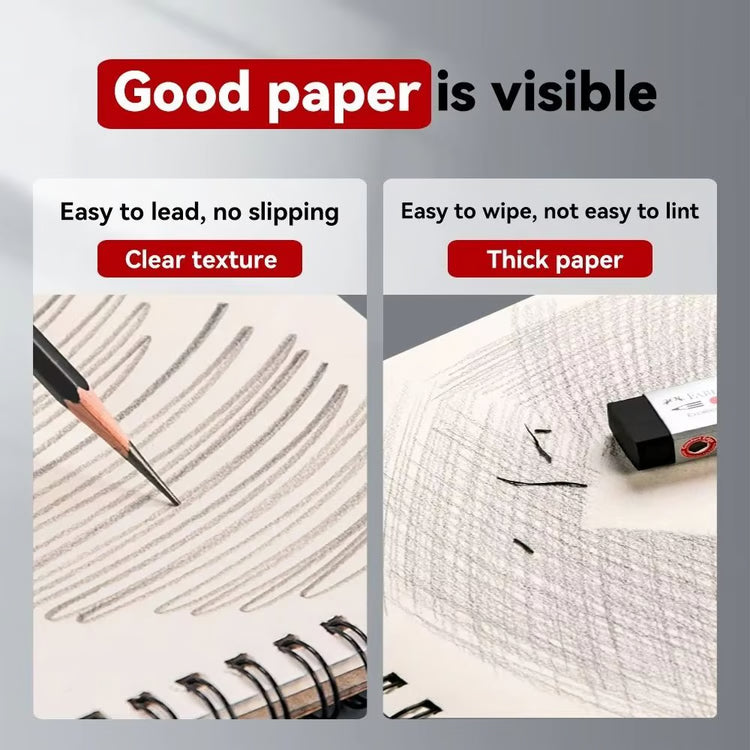 30-Sheet spiral bound sketchbook Acid-Free Thick Drawing Paper Pad (A4, A5, A6; 8K/16K Options) for Sketching and Oil Pa