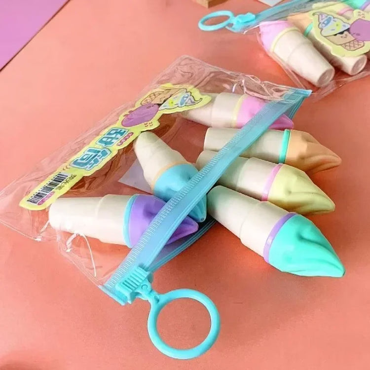 Cute Ice Cream Highlighters Set, Mini Marker Pens for Kids, Drawing & Painting Tool, Stationery Supplies for Students