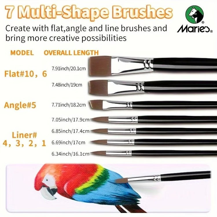 Marie's 19 Piece Oil Paint Set with 12 Colors Pigments and 7 Brushes Artist Painting Kit