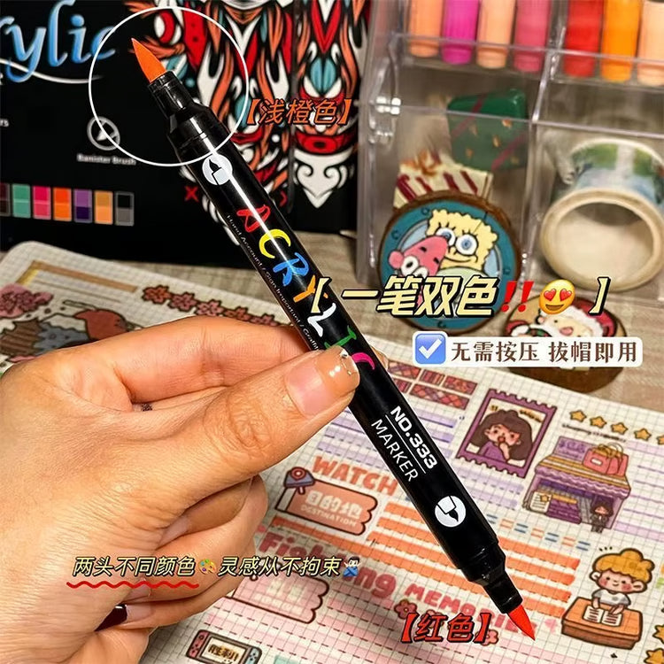 Premium Dual Tip Acrylic Paint Markers for Stone Wood & Calligraphy
