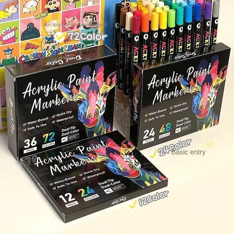 Premium Dual Tip Acrylic Paint Markers for Stone Wood & Calligraphy